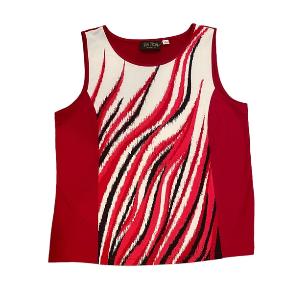 Bob Mackie Wearable Art NWT Red Sleeveless Blouse Medium - Picture 6 of 12